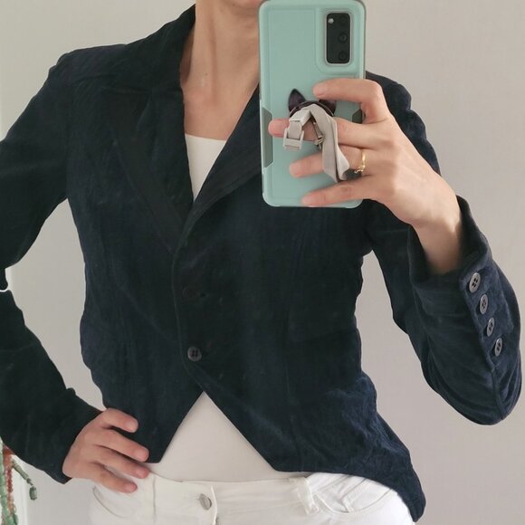 Made In Italy Atos Lombardini Navy Velvet Blazer-Small - Picture 1 of 7